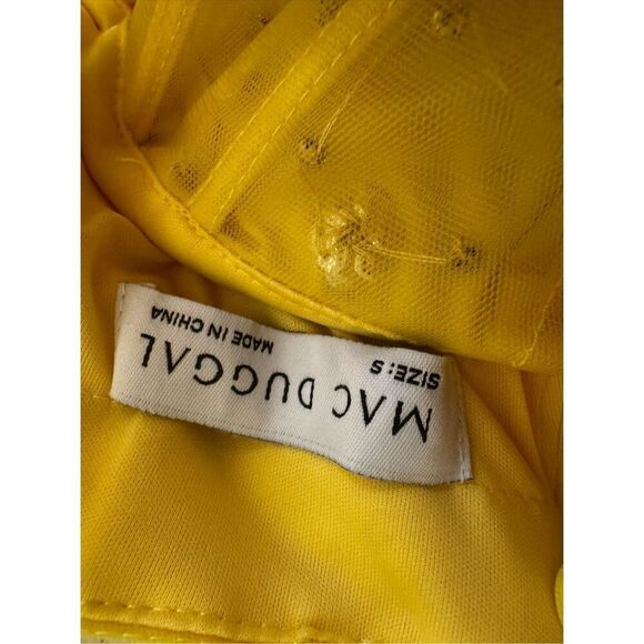 NWT MAC DUGGAL Yellow Spaghetti Strap Beaded Sheer Bodice Gown with Slit Size Sm - Picture 13 of 16